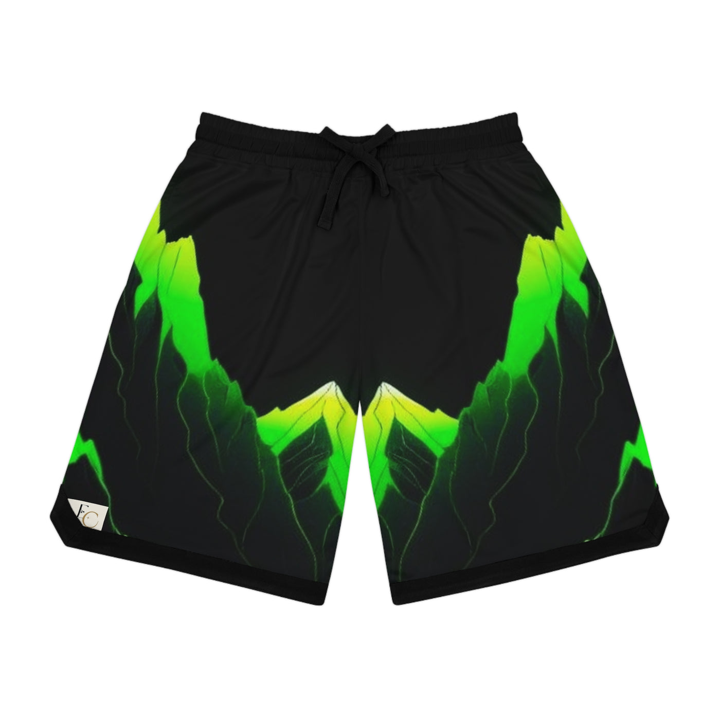 Edgy Neon Mountain Shorts