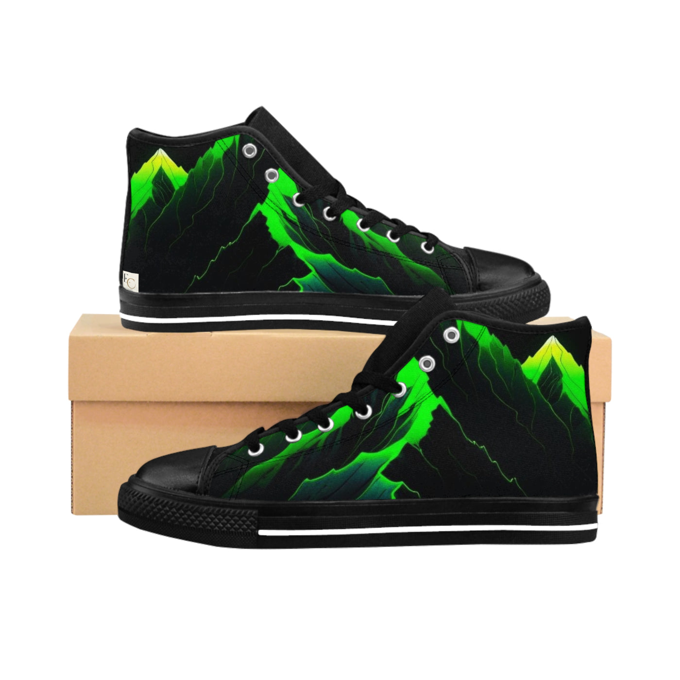 Edgy Neon Mountain Shoes
